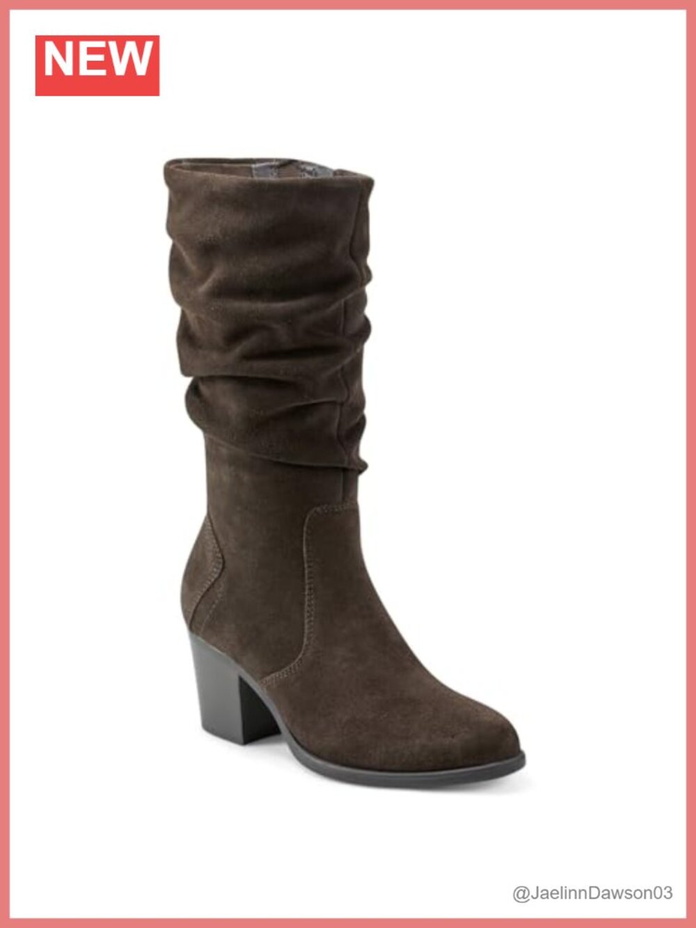Women's Mid-Calf Boots Almond Toe Block Heel Pull-On Zip Suede